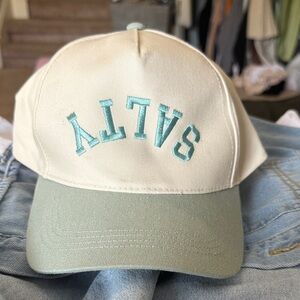 Beige and Green Cap with Embroidered Logo